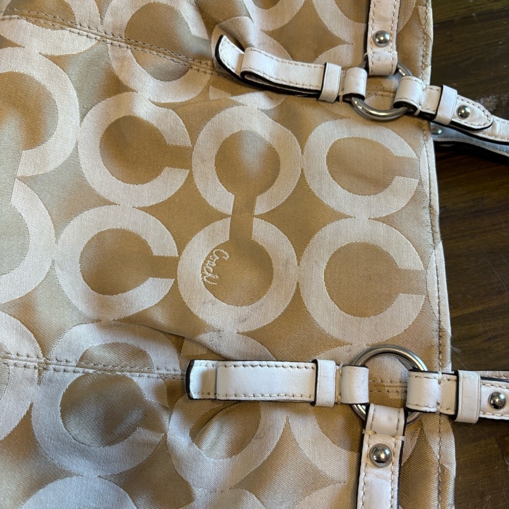 Vintage Coach Madison OP Art CC Logo Tote Shoulder Tan Signature Canvas Y2K Bag - Picture 7 of 15
